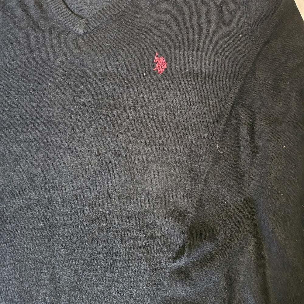 U.S. Polo Assn. Men's XL Black V-Neck Sweater Red Pony Logo Long Sleeve - Picture 4 of 7